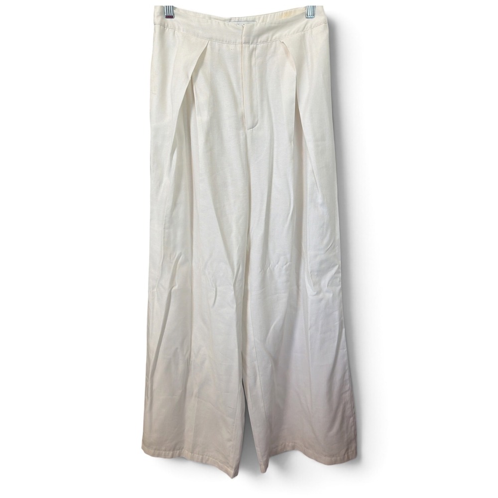DO+BE White Wide Leg Pleated‎ High Rise Trousers Pants Womens Medium